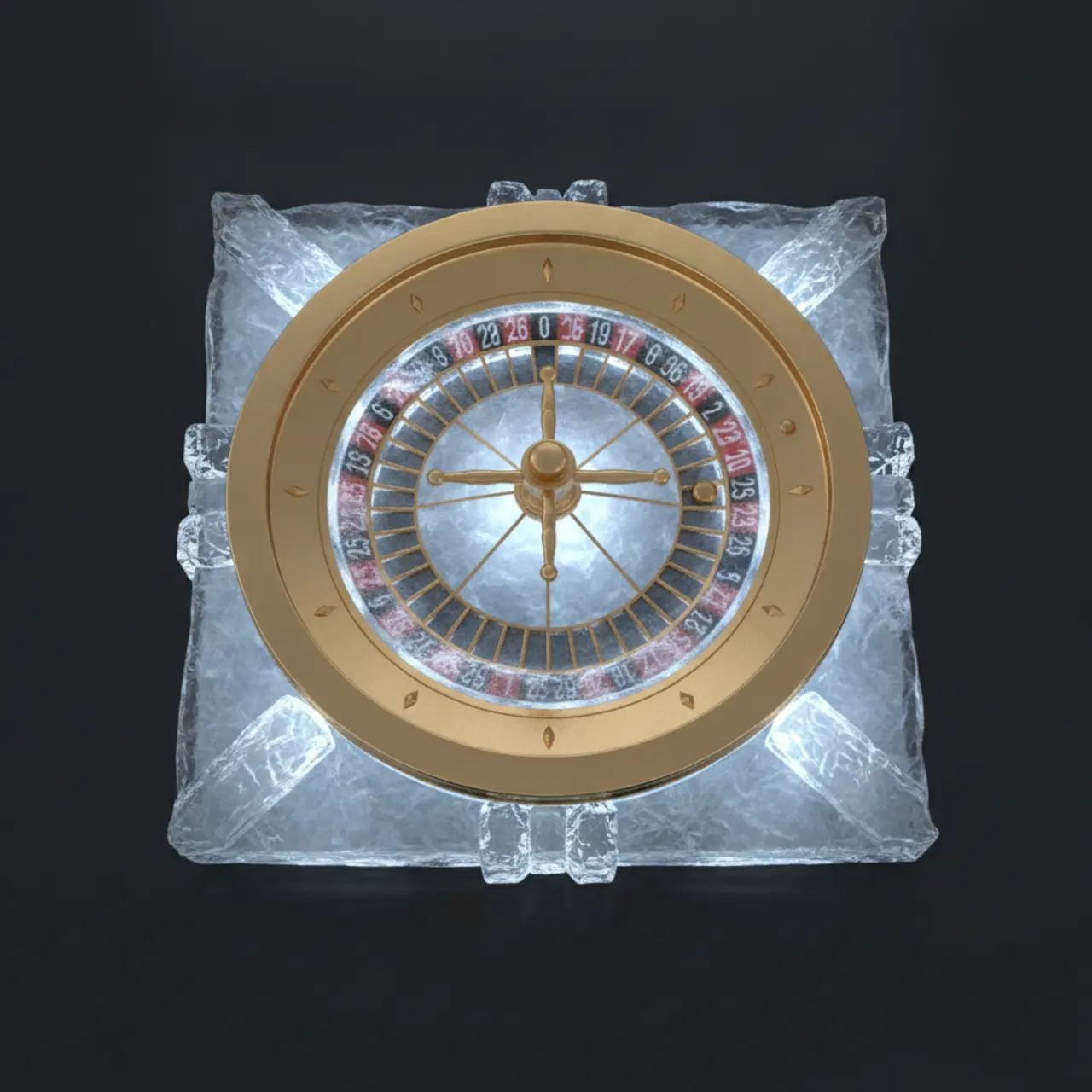 Ein Roulette-Rad aus Gletschereis und Messing